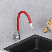 Gloxy Brass Kitchen Faucet with Chrome Finished Leak Proof Touch Lever - Grey 20 Inch Silicon Flexible Spout with Single Flow Water Saving Nozzle for Kitchen - 10 Years Warranty on Spindle Only