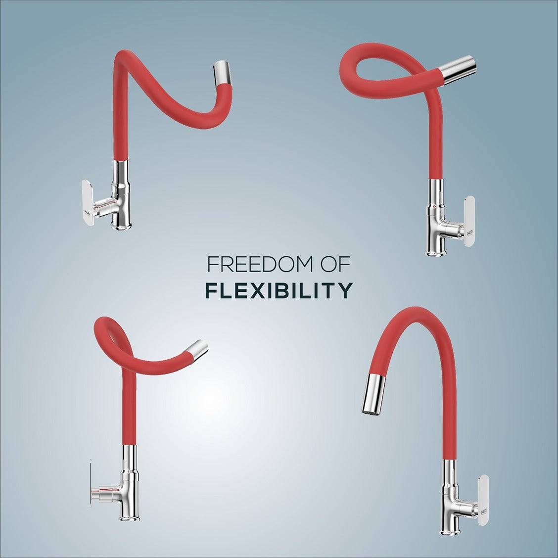 Gloxy Brass Kitchen Faucet with Chrome Finished Leak Proof Touch Lever - Grey 20 Inch Silicon Flexible Spout with Single Flow Water Saving Nozzle for Kitchen - 10 Years Warranty on Spindle Only