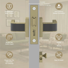 GLOXY Brass Door Lock for Balcony Store Room Door Lock, Mortise Keyless Handle Set with Brass Baby Latch for Home,Office,Hotel | Antique & Black Finish (2 Years Warranty, Pack of 1)