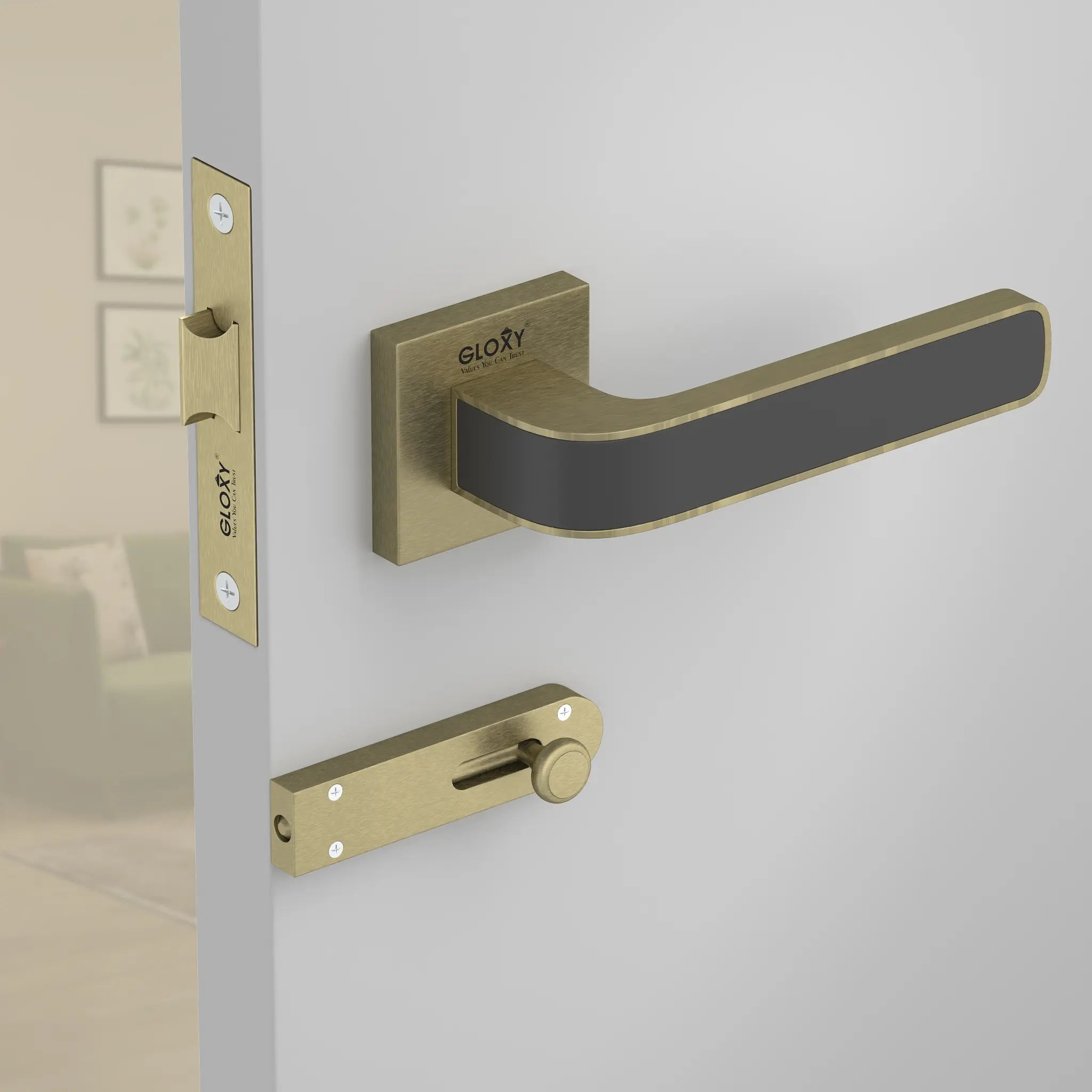 Gloxy Dorik Series Antique Finish Mortise Bathroom Door Latch Lock With Handle