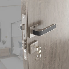 Mortise Door Handles Main Door Lock Handles Set with 3 Keys for Safety of Home | Bedroom, Office, Hotel, Home(Satin Chrome)-by GLOXY®