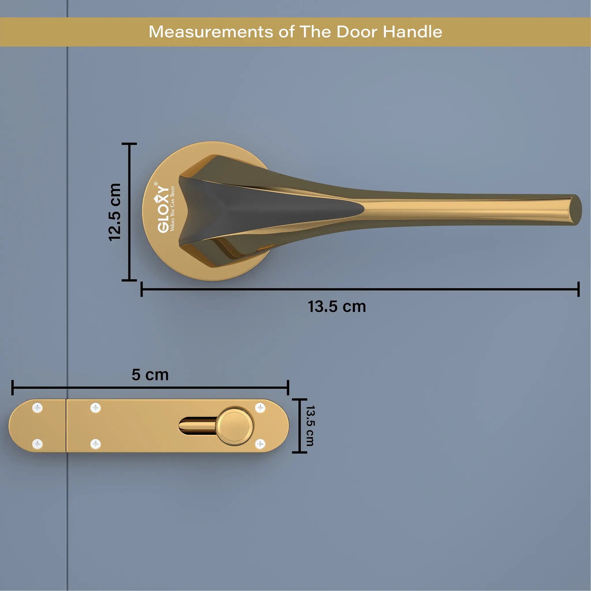 GLOXY Brass Door Lock for Balcony Store Room Door Lock, Mortise Keyless Handle Set with Brass Baby Latch for Home,Office,Hotel | Gold & Black Finish (2 Years Warranty, Pack of 1)