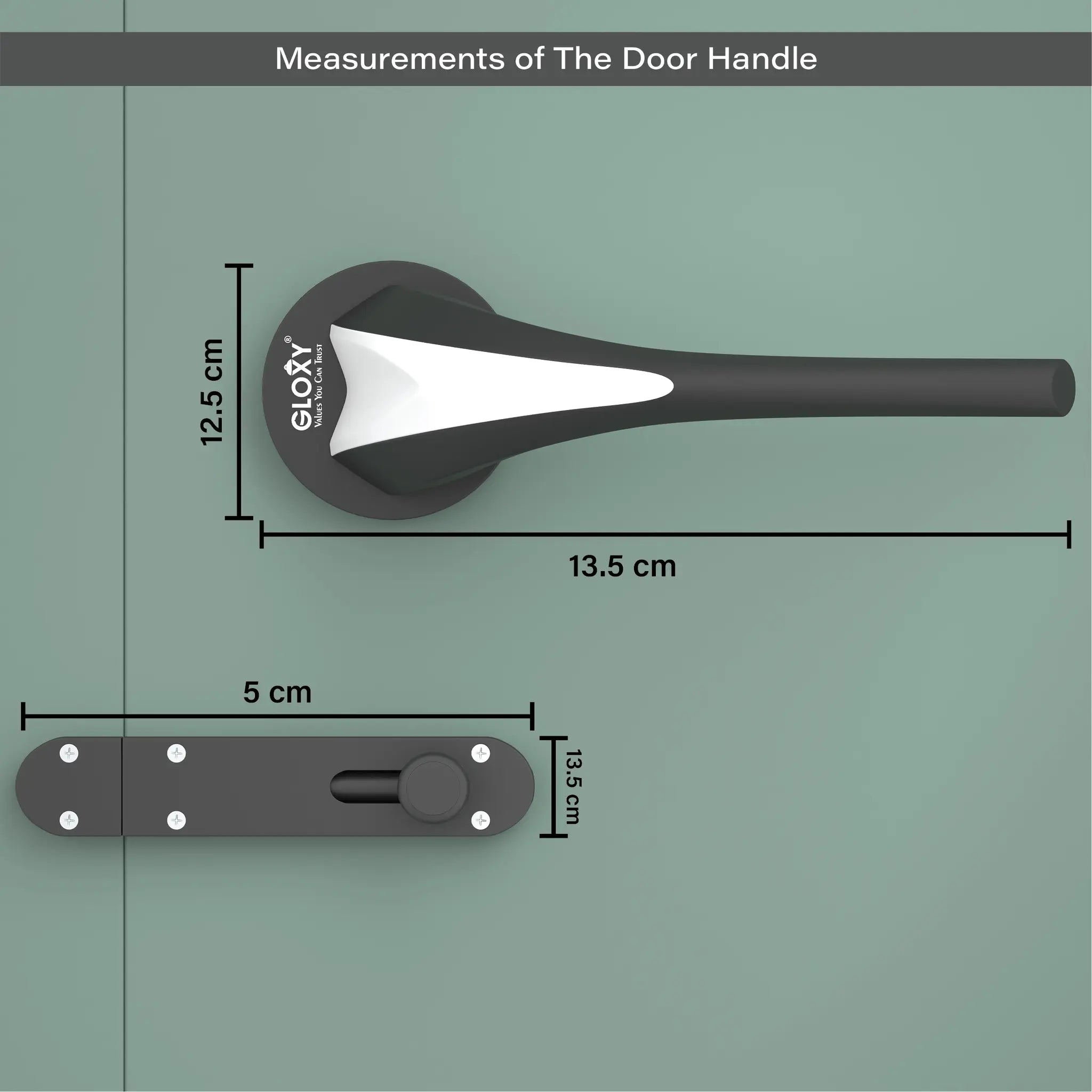 Gloxy Lumax Series Black Finish Mortise Bathroom Door Latch Lock With Handle