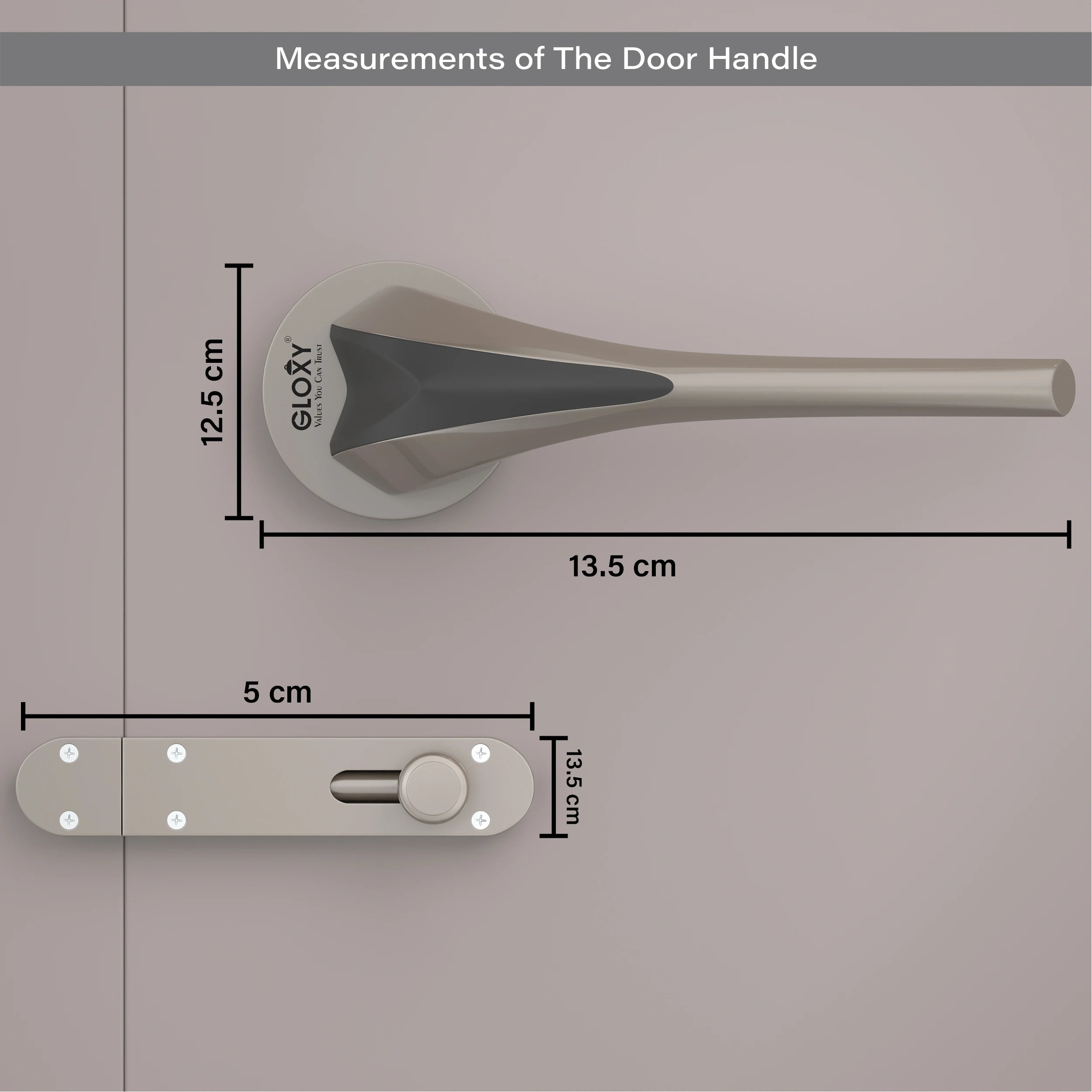 Gloxy Lumax Series Satin Chrome Finish Mortise Bathroom Door Latch Lock With Handle