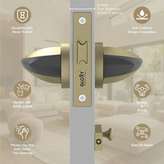 GLOXY Brass Door Lock for Balcony Store Room Door Lock, Mortise Keyless Handle Set with Brass Baby Latch for Home,Office,Hotel | Antique & Black Finish (2 Years Warranty, Pack of 1)