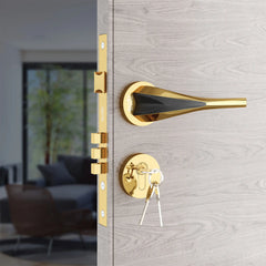 Heavy Duty Mortise Door Locks for Main Door Lock Handles Set Balcony and Storeroom, Bathroom(Gold)-by GLOXY®