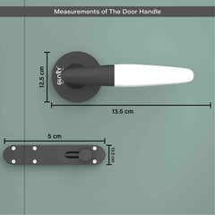 GLOXY Brass Door Lock for Balcony Store Room Door Lock, Mortise Keyless Handle Set with Brass Baby Latch for Home,Office,Hotel | White & Black Finish (2 Years Warranty, Pack of 1)