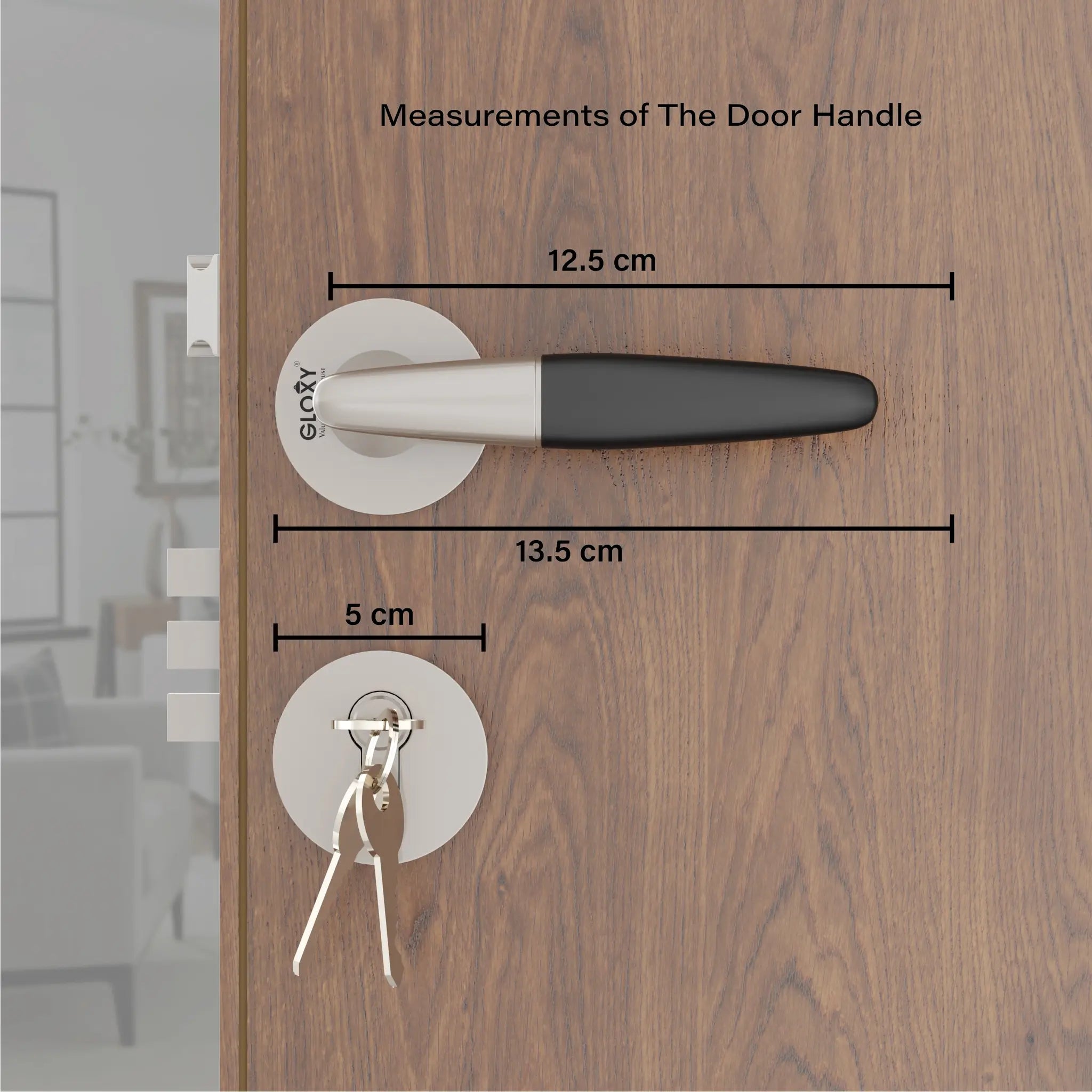 Gloxy Royal Series Satin Chrome Finish Mortise Main Door Key Lock With Handle