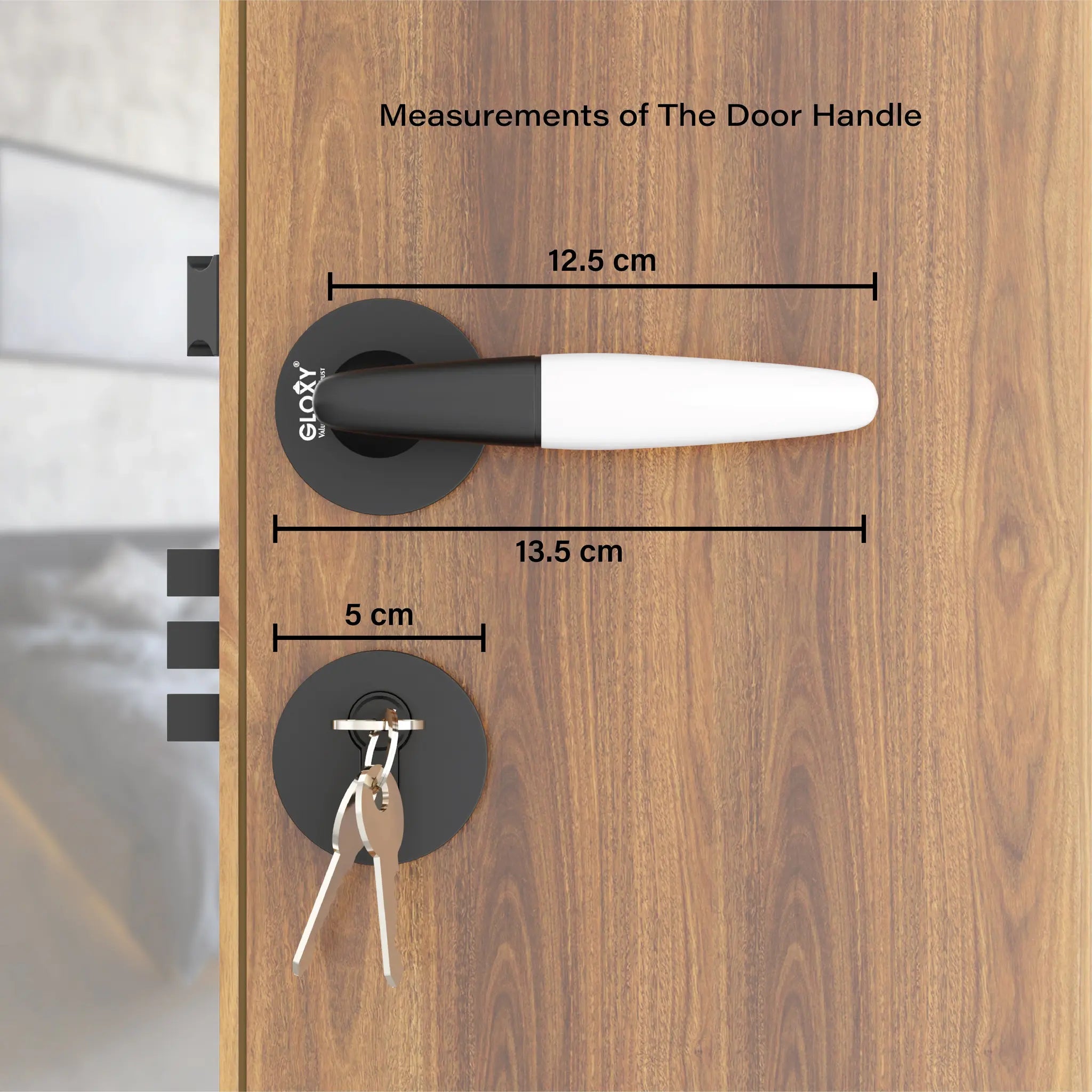 Gloxy Royal Series Black Finish Mortise Main Door Key Lock With Handle
