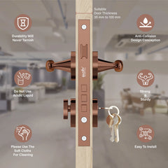 Exclusive Mortise Door Locks for Main Door Lock Handles Set for Home, Bedroom, Hotel, and Office(Rose Gold)-by GLOXY®