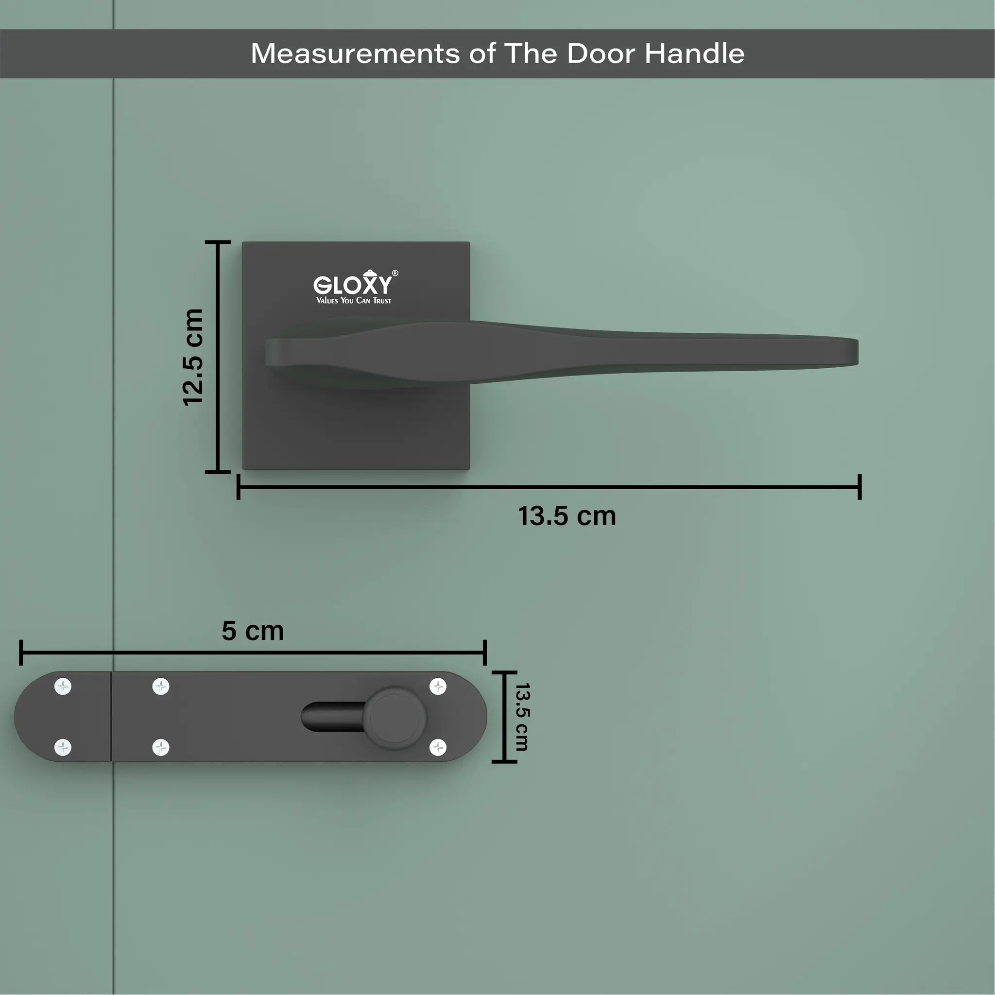 Gloxy Barno Series Black Finish Mortise Bathroom Door Latch Lock With Handle