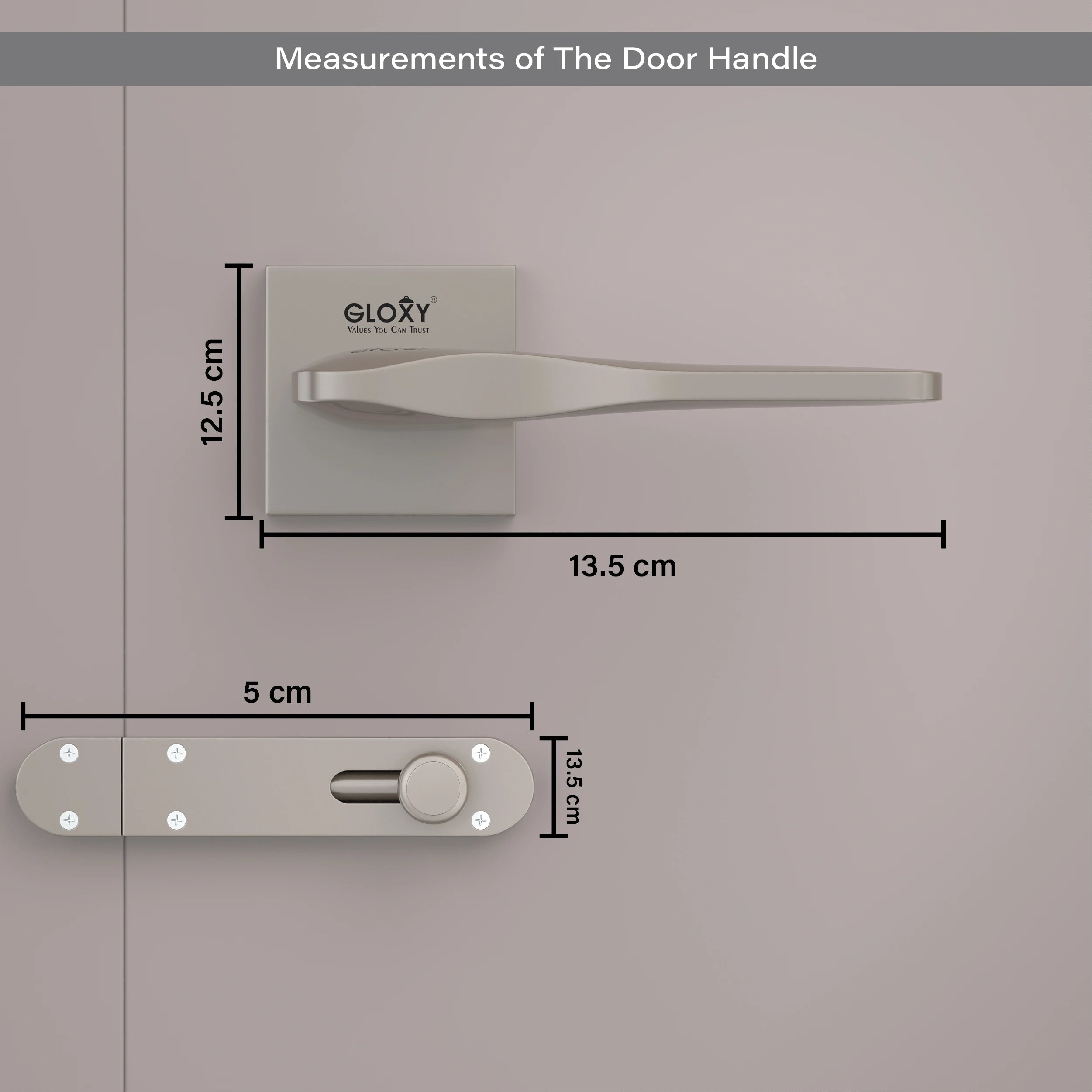 Gloxy Barno Series Satin Chrome Finish Mortise Bathroom Door Latch Lock With Handle