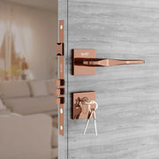 Gloxy Barno Series Rose Gold Finish Mortise Main Door key Lock With Handle
