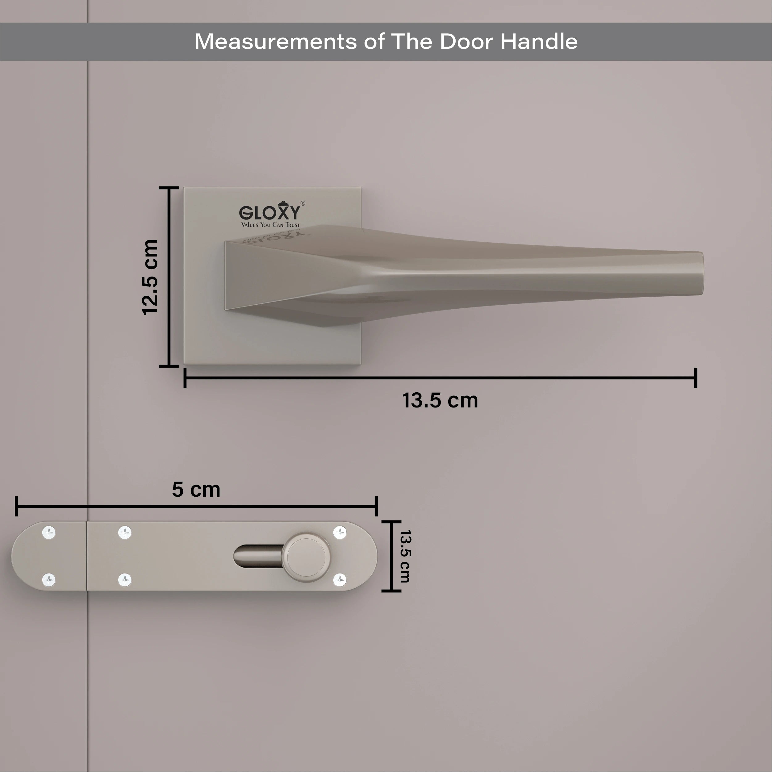 Gloxy zemtron Series Satin Chrome Finish Mortise Bathroom Door Latch Lock With Handle