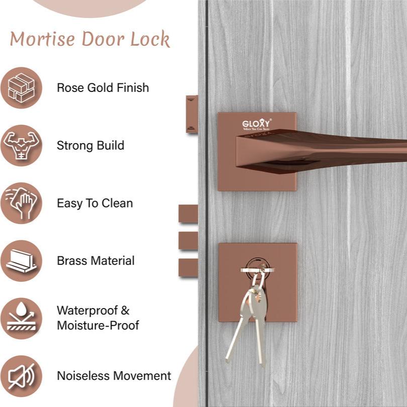 Door Lock Modern Fashion Interior Handle Simple Atmosphere Split Lock for Bedroom & Bathroom(Rose Gold) -by GLOXY®