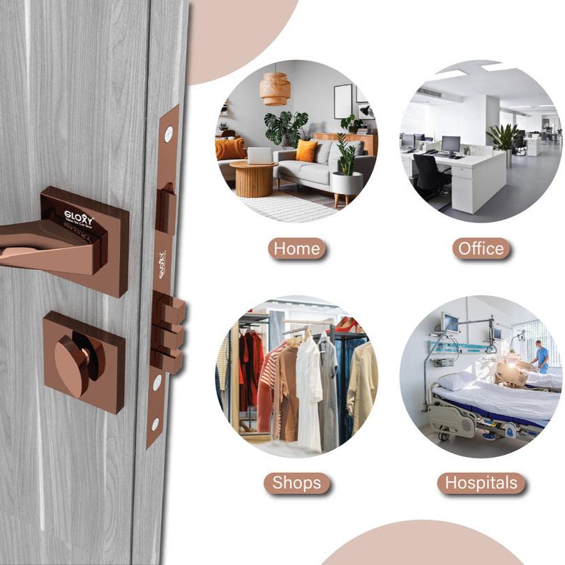 Door Lock Modern Fashion Interior Handle Simple Atmosphere Split Lock for Bedroom & Bathroom(Rose Gold) -by GLOXY®