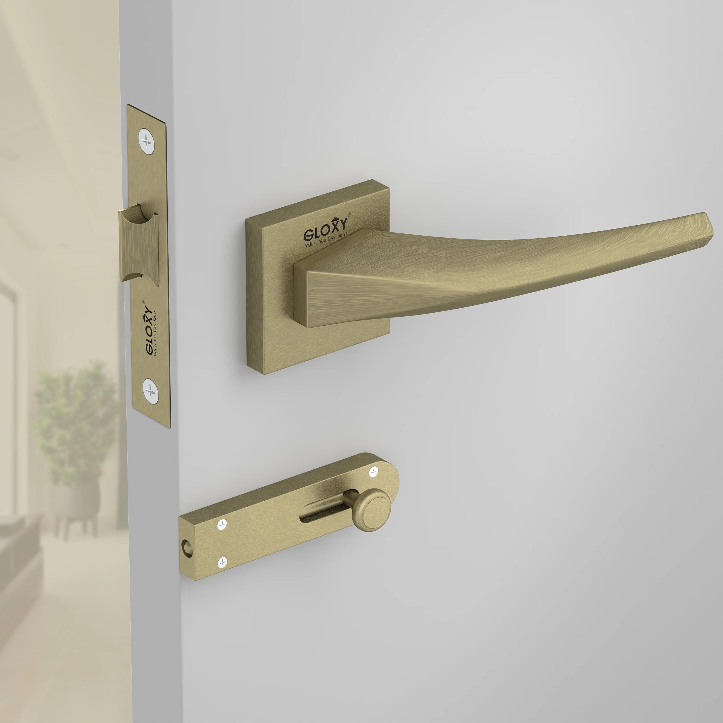 Gloxy zemtron Series Antique Finish Mortise Bathroom Door Latch Lock With Handle