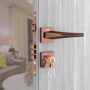 Gloxy zemtron Series Rose Gold Finish Mortise Main Door Key Lock With Handle
