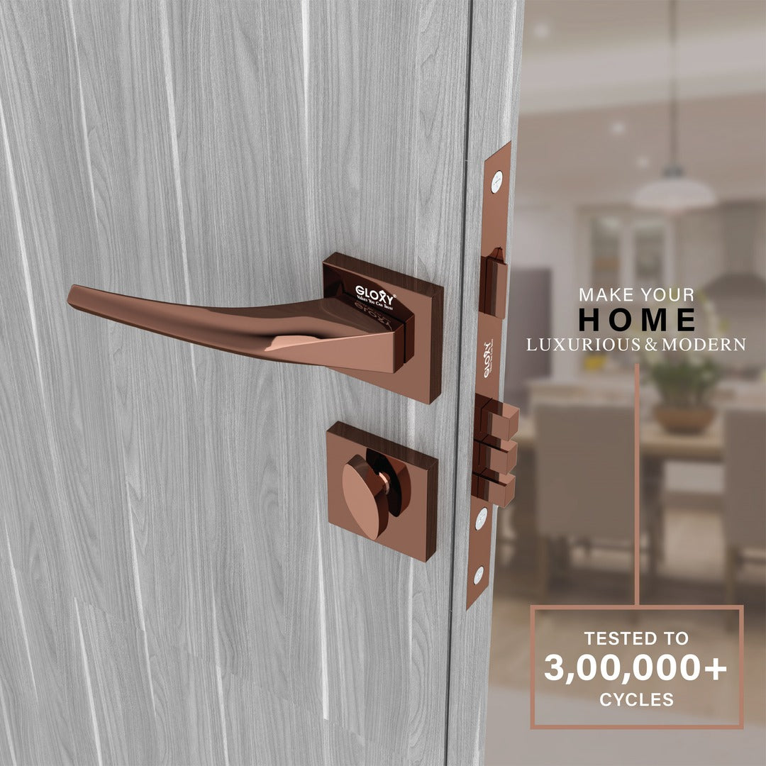 Door Lock Modern Fashion Interior Handle Simple Atmosphere Split Lock for Bedroom & Bathroom(Rose Gold) -by GLOXY®