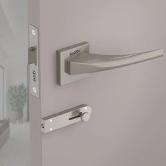 GLOXY Brass Door Lock for Balcony Store Room Door Lock, Mortise Keyless Handle Set with Brass Baby Latch for Home,Office,Hotel | Satin Chrome Finish (2 Years Warranty, Pack of 1)