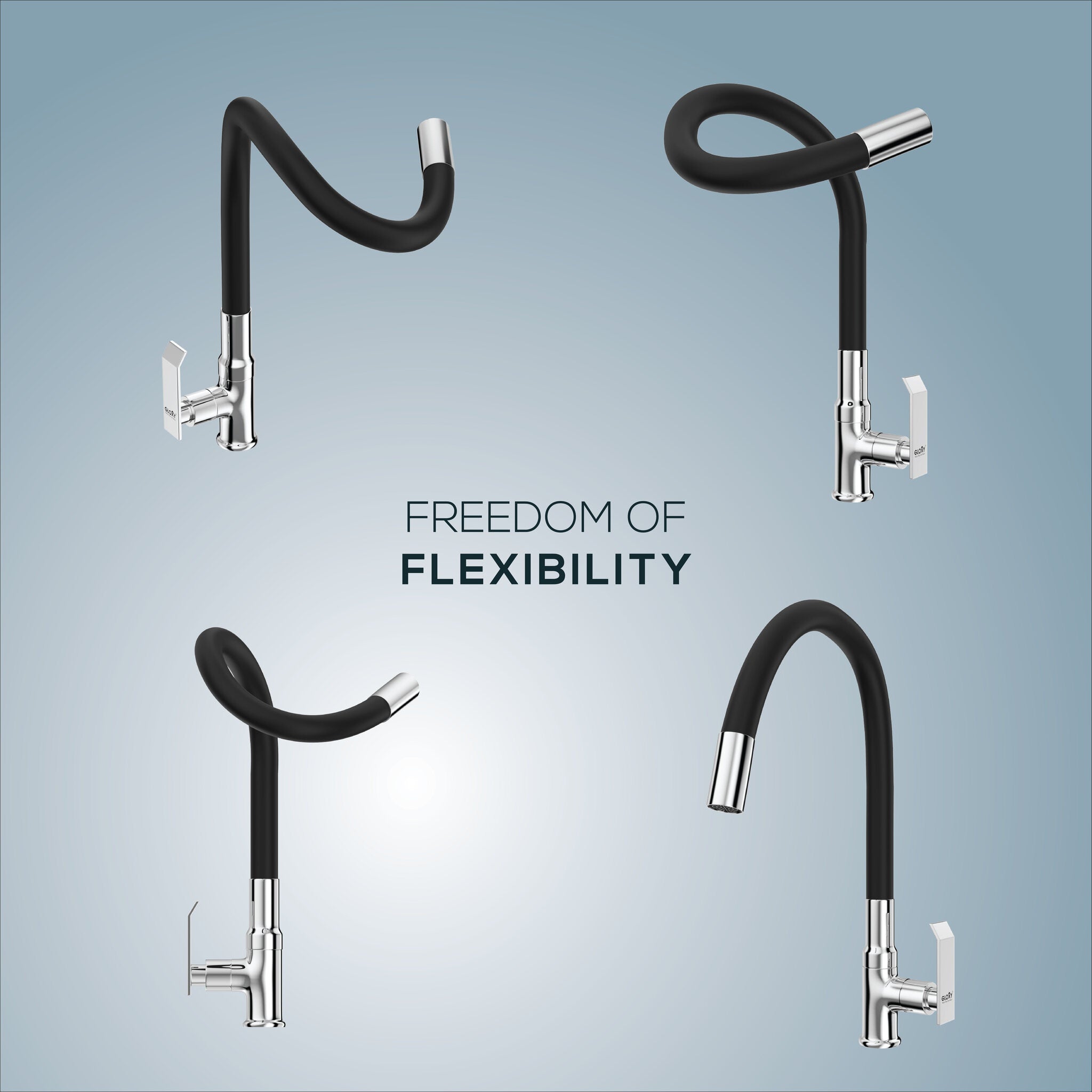 Gloxy Brass Kitchen Faucet with Chrome Finished Leak Proof Touch Lever - Grey 20 Inch Silicon Flexible Spout with Single Flow Water Saving Nozzle for Kitchen - 10 Years Warranty on Spindle Only