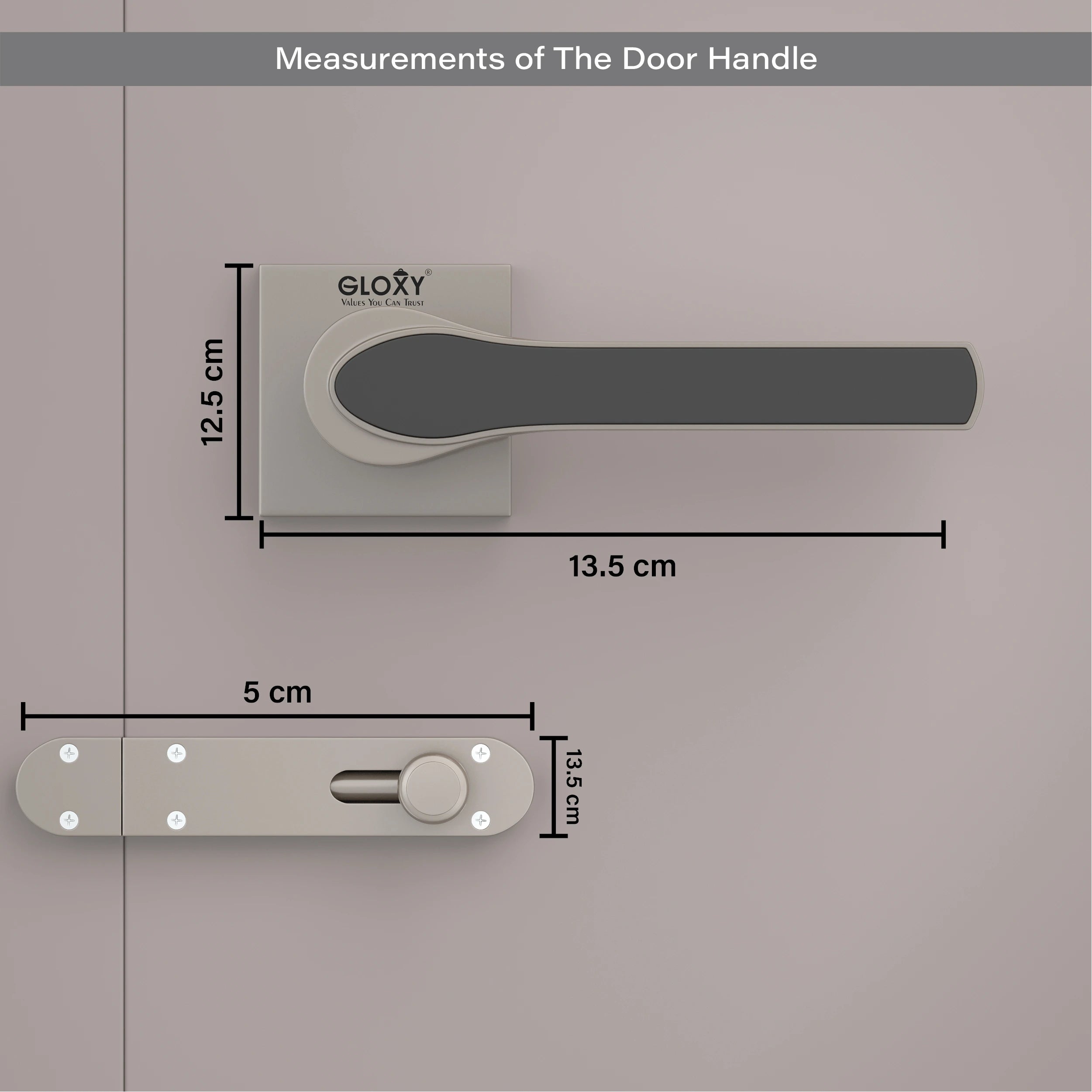 Gloxy Safro Series Satin Chrome Finish Mortise Bathroom Door Latch Lock With Handle
