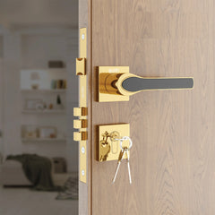 Mortise Door Handles | Main Door Lock Handles Set with 3 Keys for Safety of Home | Kitchen, Bedroom, Bathroom(Gold)-by GLOXY®
