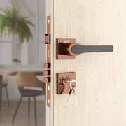 Gloxy Safro Series Rose Gold Finish Mortise Main Door Key Lock With Handle