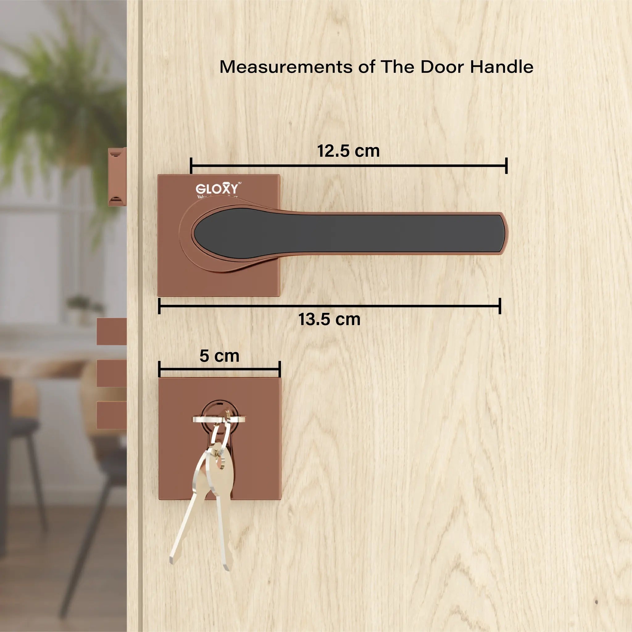 Gloxy Safro Series Rose Gold Finish Mortise Main Door Key Lock With Handle