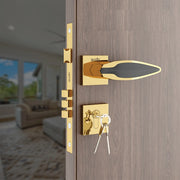 Gloxy Kavro Series Gold Finish Mortise Main Door Key Lock With Handle