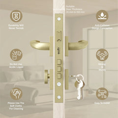 Mortise Door Handles Main Door Lock Handles Set with 3 Keys for Safety of Home | Bedroom, Office, Hotel, Home(Antique)-by GLOXY®