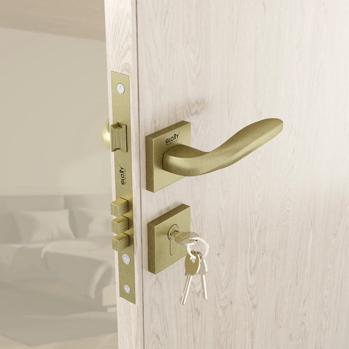 Mortise Door Handles Main Door Lock Handles Set with 3 Keys for Safety of Home | Bedroom, Office, Hotel, Home(Antique)-by GLOXY®