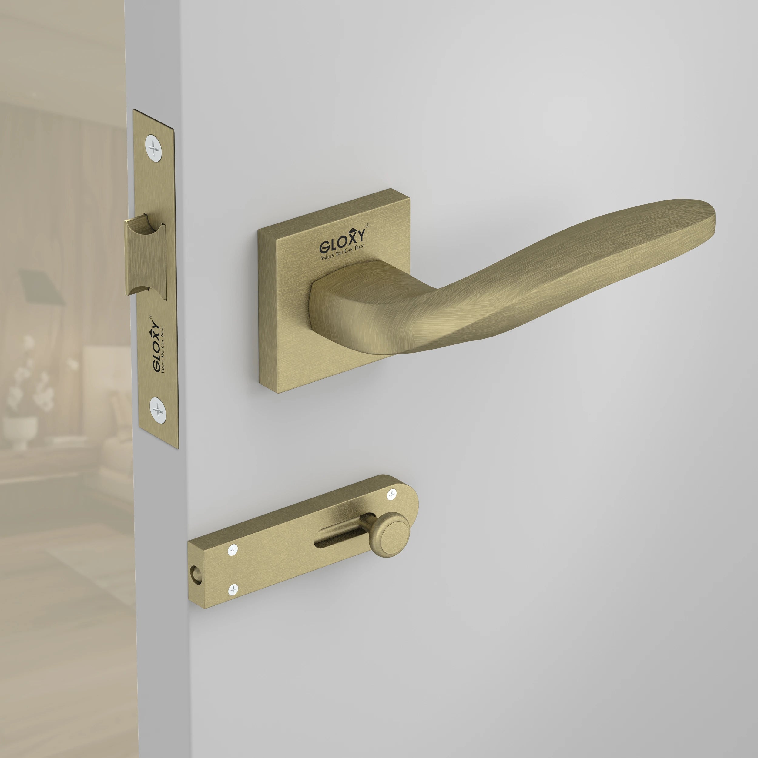 Gloxy Venso Series Antique Finish Mortise Bathroom Door Latch Lock With Handle