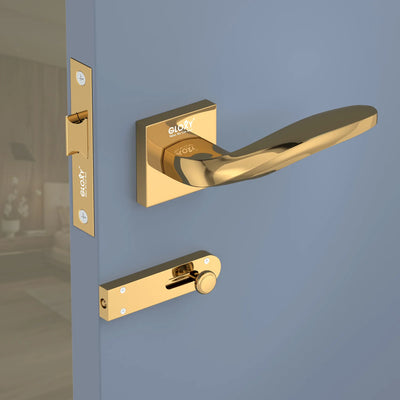 Gloxy Venso Series Gold Finish Mortise Bathroom Door Latch Lock With Handle