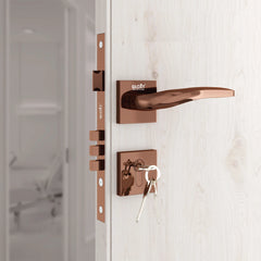 Mortise Door Lock, High-Security Door Lock for Main Door & Bedroom, Durable Handle Set(Rose Gold)-by GLOXY®