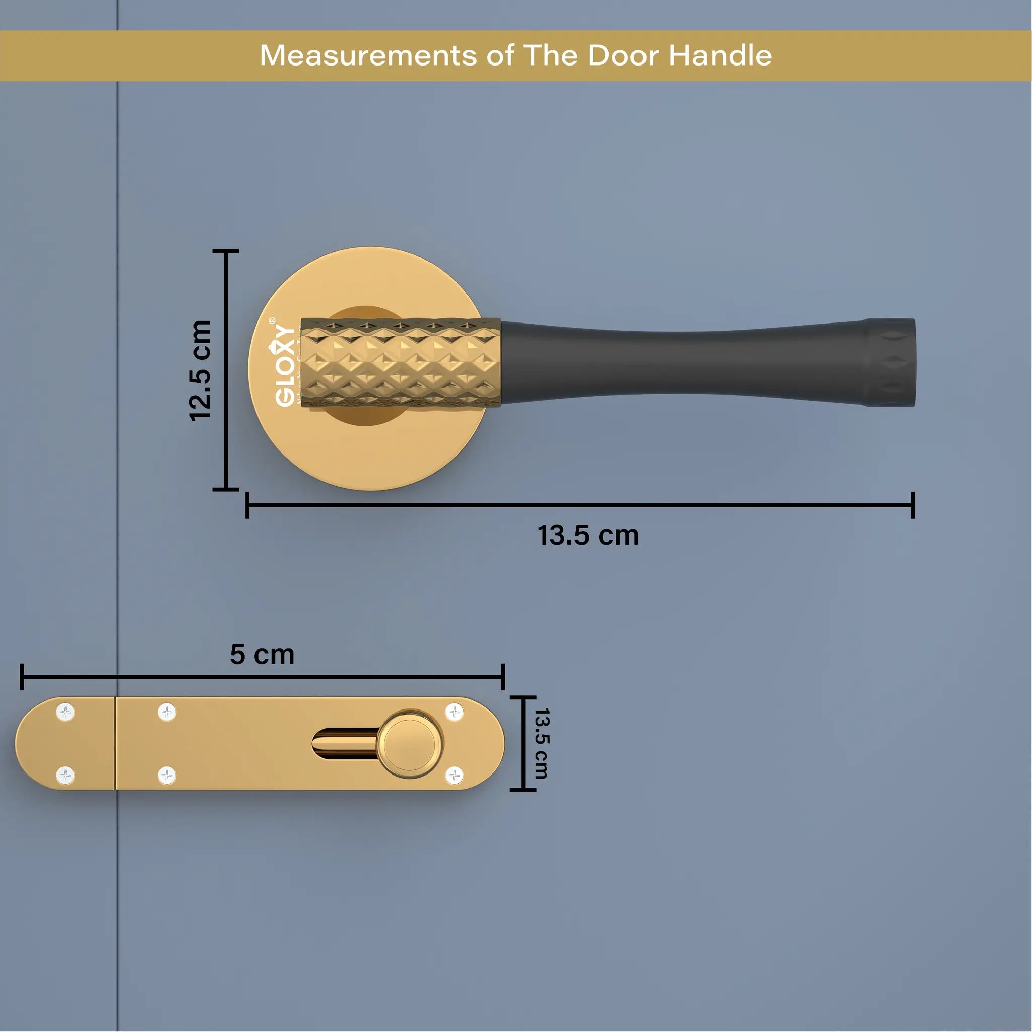 Gloxy Dexon Series Gold Finish Mortise Bathroom Door Latch Lock With Handle