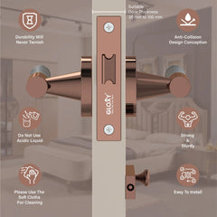 GLOXY Brass Door Lock for Balcony Store Room Door Lock, Mortise Keyless Handle Set with Brass Baby Latch for Home,Office,Hotel | Rose Gold & Black Finish (2 Years Warranty, Pack of 1)