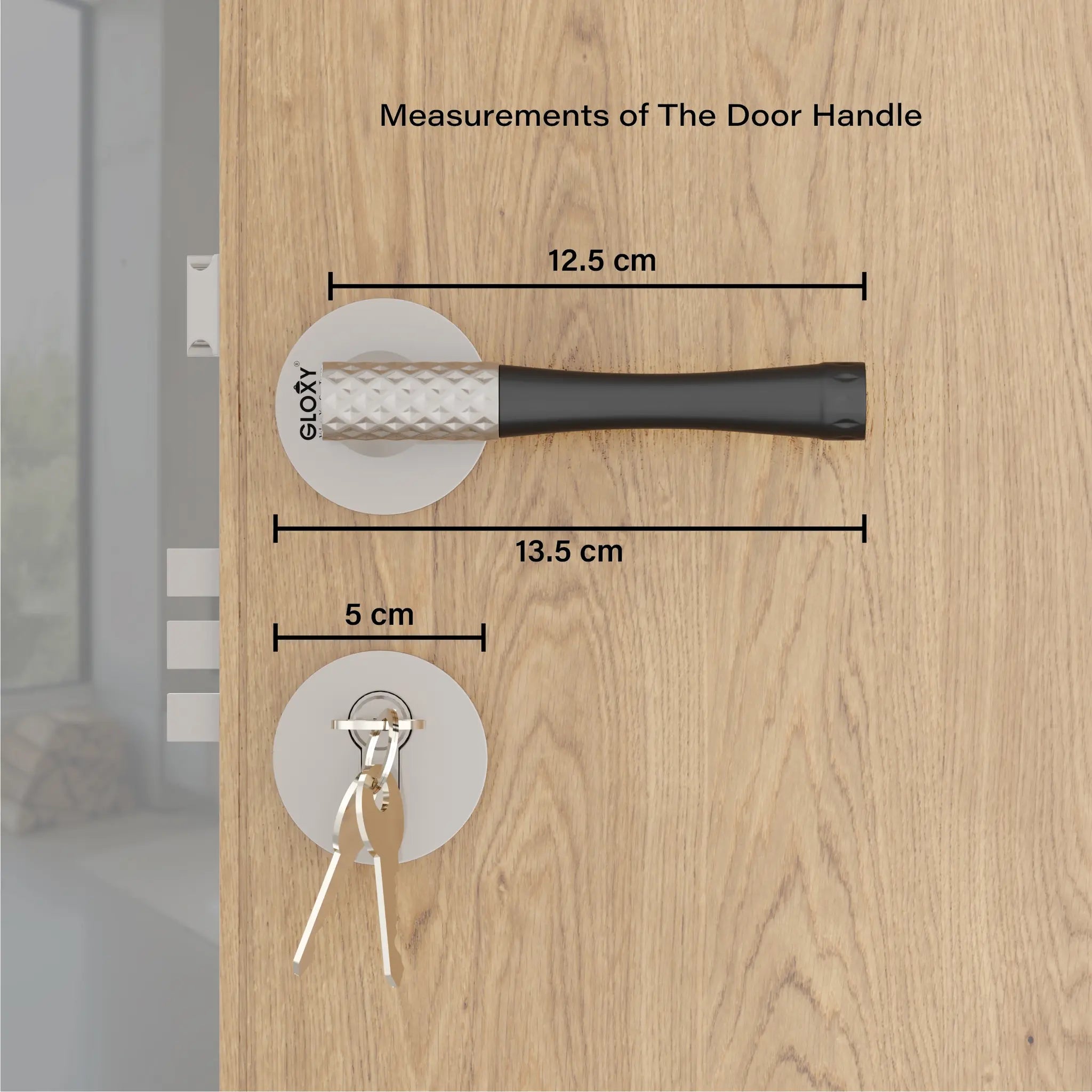 Mortise Door Handles Main Door Lock Handles Set with 3 Keys for Safety of Home | Bedroom, Office, Hotel, Home(Satin Chrome)-by GLOXY®