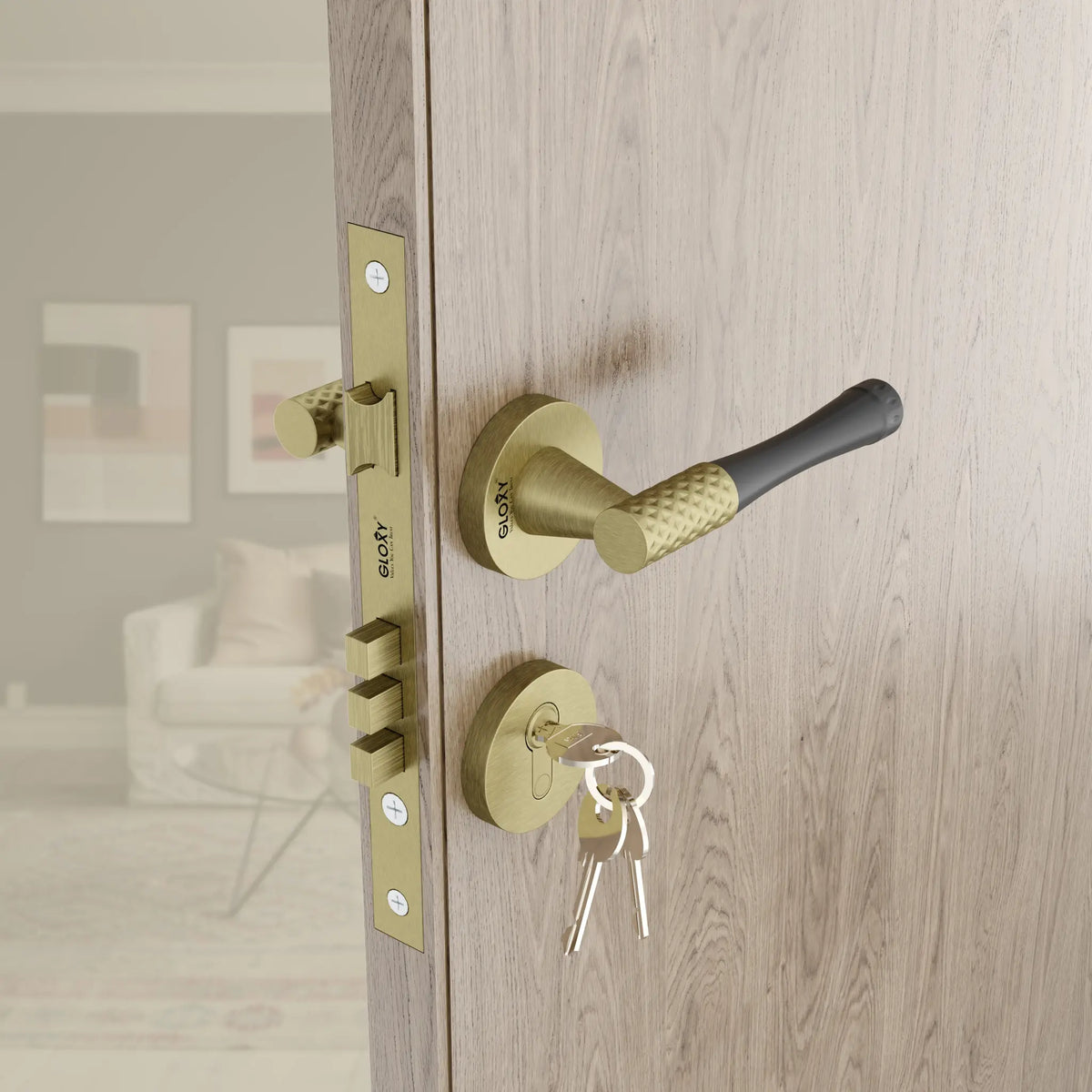 Mortise Door Handles Main Door Lock Handles Set with 3 Keys for Safety of Home | Bedroom, Office, Hotel, Home(Antique)-by GLOXY®