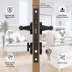 Mortise Door Handles Main Door Lock Handles Set with 3 Keys for Safety of Home | Bedroom, Office, Hotel, Home(Black)-by GLOXY®