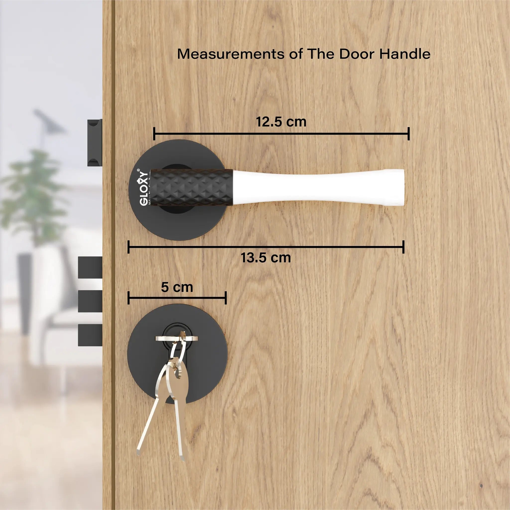Mortise Door Handles Main Door Lock Handles Set with 3 Keys for Safety of Home | Bedroom, Office, Hotel, Home(Black)-by GLOXY®