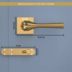 GLOXY Brass Door Locks for Bathroom Door Lock,Mortise Keyless Handle Set with Brass Baby Latch for Bathroom, Kitchen | Gold Finish (2 Years Warranty, Pack of 1)