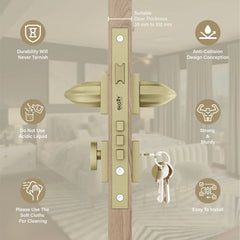 Mortise Door Handles Main Door Lock Handles Set with 3 Keys for Safety of Home | Bedroom, Office, Hotel, Home(Antique)-by GLOXY®