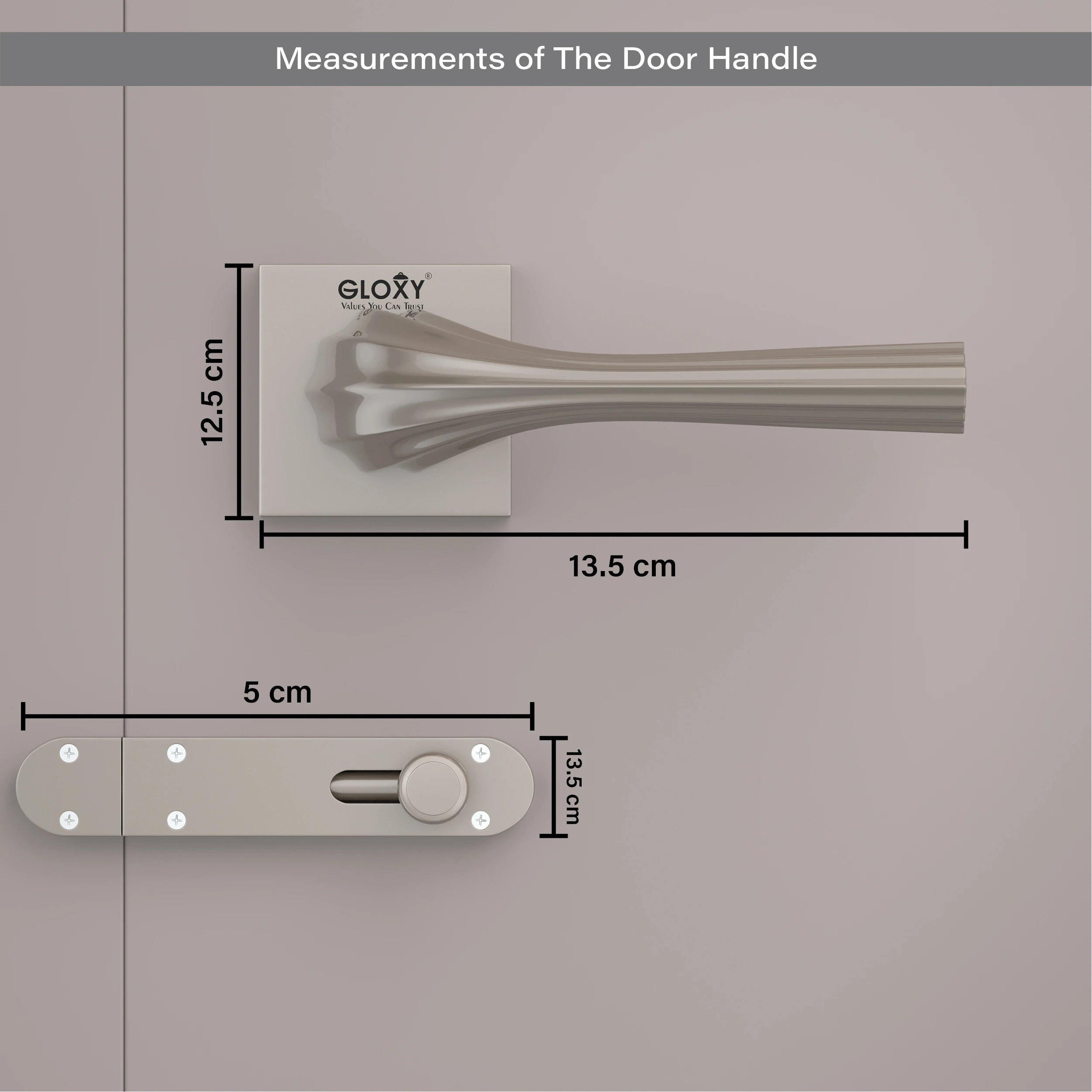Gloxy Forta Series Satin Chrome Finish Mortise Bathroom Door Latch Lock With Handle