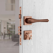 Gloxy Forta Series Rose Gold Finish Mortise Main Door Key Lock With Handle