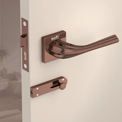 GLOXY Brass Door Locks for Bathroom Door Lock, Balcony Store Room Keyless Pull Handle Set with Brass Baby Latch for Storeroom, Bedroom | Rose Gold Finish (2 Years Warranty, Pack of 1)