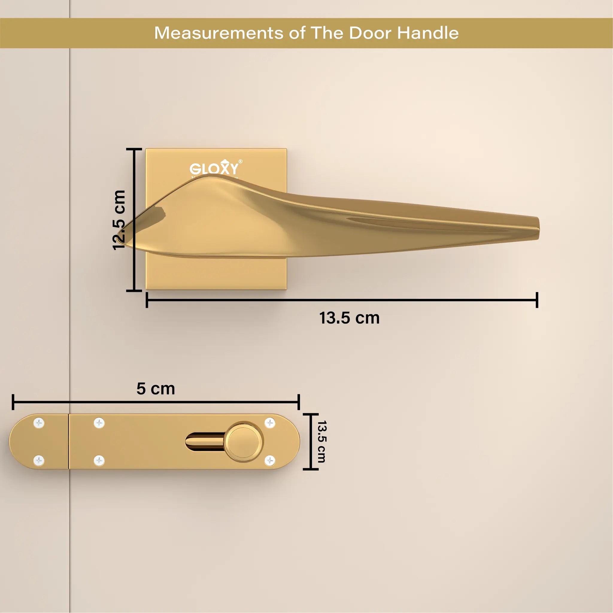 Gloxy Turox Series Gold Finish Mortise Bathroom Door Latch Lock With Handle