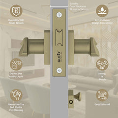 GLOXY Brass Door Lock for Balcony Store Room Door Lock, Mortise Keyless Handle Set with Brass Baby Latch for Home,Office,Hotel | Antique Finish (2 Years Warranty, Pack of 1)