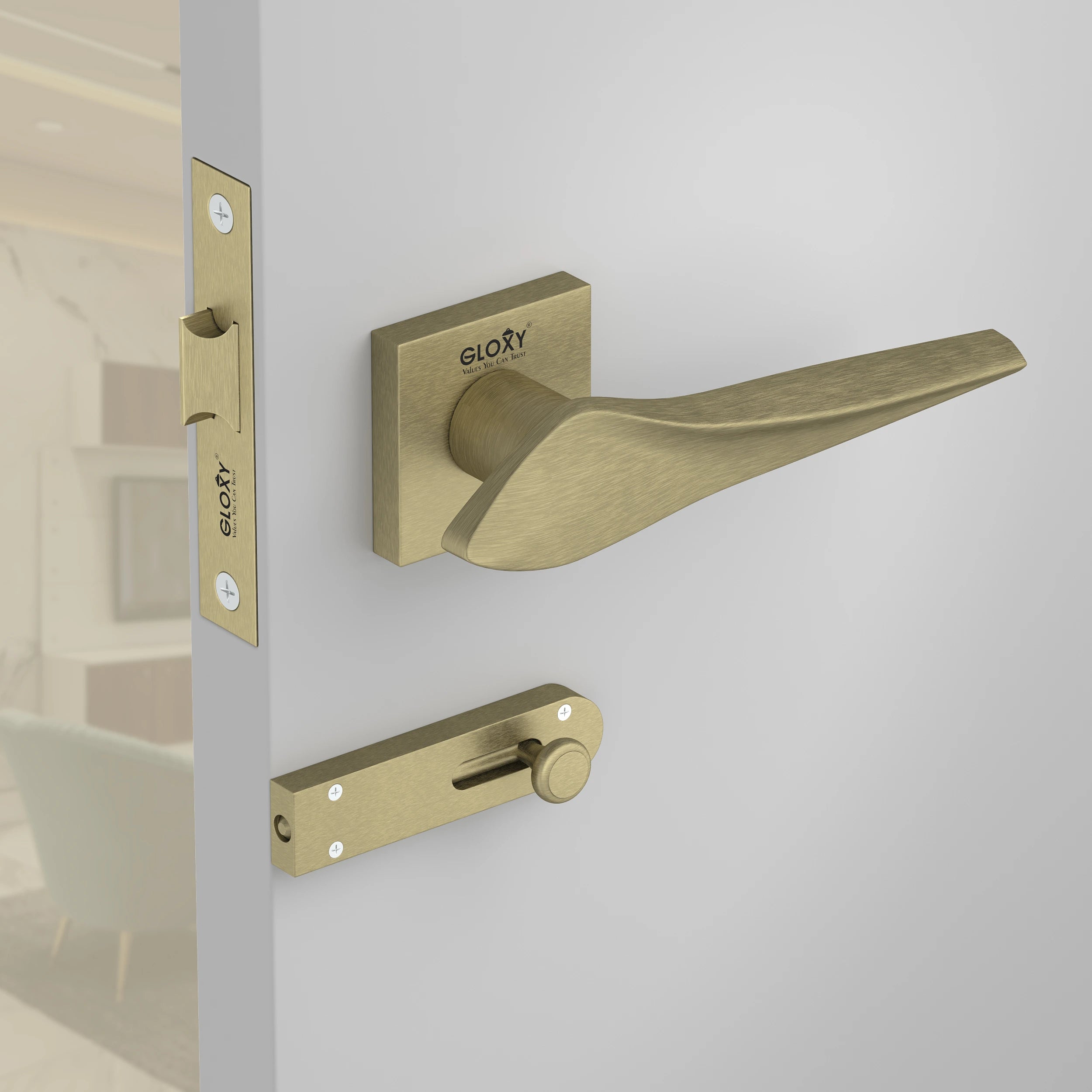 Gloxy Turox Series Antique Finish Mortise Bathroom Door Latch Lock With Handle