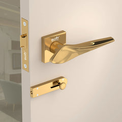 Gloxy Mortise Baby Latch Locks for Bathroom Door Lock, Balcony Store Room Door Lock, Mortise Keyless Handle Set with Brass Baby Latch for All Door| Gold Finish (2 Years Warranty, Pack of 1)
